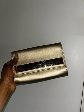 Furla Gold Leather Clutch - Gently Used